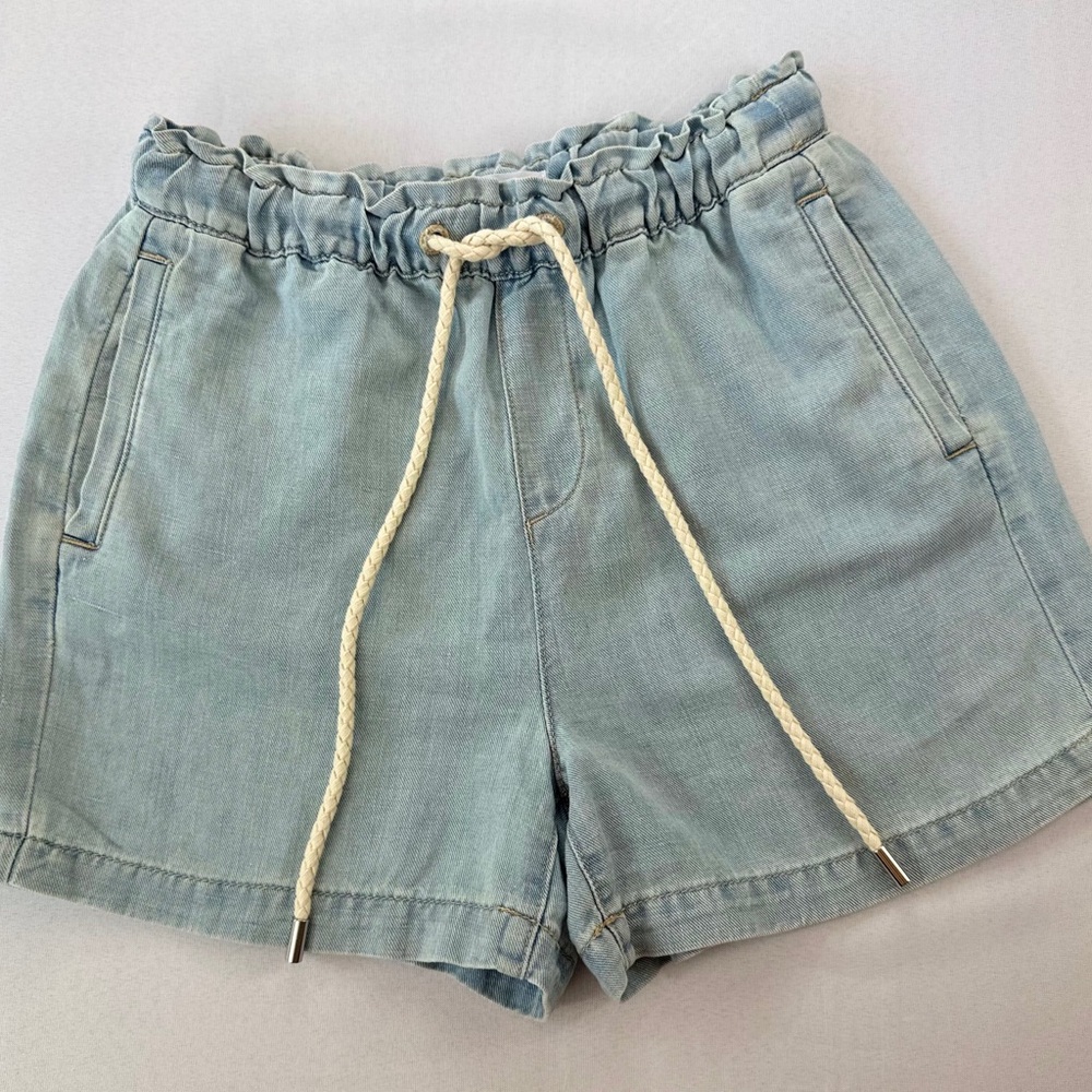 LOFT High Waist Light Blue Drawstring Shorts XS